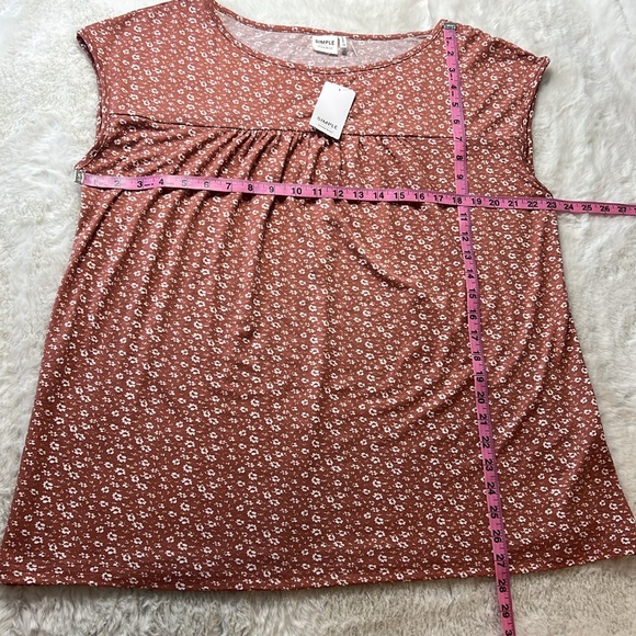 SIMPLE Suzanne Betro Ditsy Floral NEW Boat Neck Cap Sleeve Top Stretch Comfy 1X - Picture 4 of 13